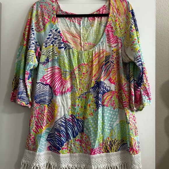 Lilly Pulitzer Tops - Colorful Patterned Tunic with Crochet Hem